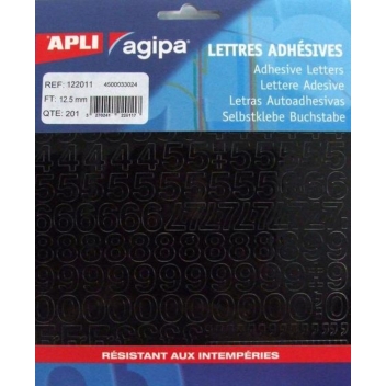 122011 - 3270241220117 - Apli Agipa - Chiffres et symboles Autocollant 12,5 x 10 mm Noir