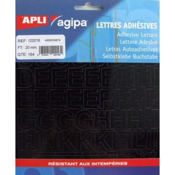 122016 - 3270241220162 - Apli Agipa - Alphabet & symboles Autocollant 20 x 18 mm Noir