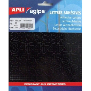 122021 - 3270241220216 - Apli Agipa - Chiffres et symboles Autocollant 20 x 18 mm Noir