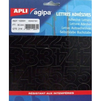 122031 - 3270241220315 - Apli Agipa - Chiffres et symboles Autocollant 30 x 22 mm Noir