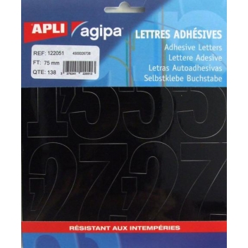 122051 - 3270241220513 - Apli Agipa - Chiffres et symboles Autocollant 75 x 42 mm Noir
