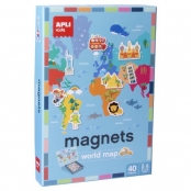 Magnets Carte Du Monde et Ses Monuments et Animaux