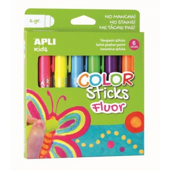 14404 - 8410782144045 - Apli Agipa - Gouache solide 6 crayons Fluo (6g) - 2