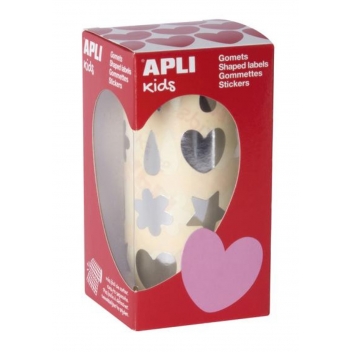 17615 - 8410782176152 - Apli Agipa - Gommettes rouleau fleur goutte étoile coeur argent x 720