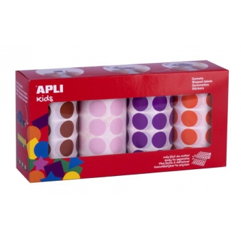 14081 - 8410782140818 - Apli Agipa - Gommettes 4 rouleaux Rond Ø 20 mm Marron rose violet orange x 7080