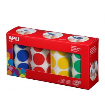 14769 - 8410782147695 - Apli Agipa - Gommettes 4 rouleaux Rond Ø 33 mm jaune bleu rouge vert x 2832