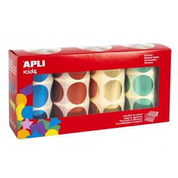18400 - 8410782184003 - Apli Agipa - Gommettes rond métallisé 33 mm Rouleaux jaune bleu rouge vert