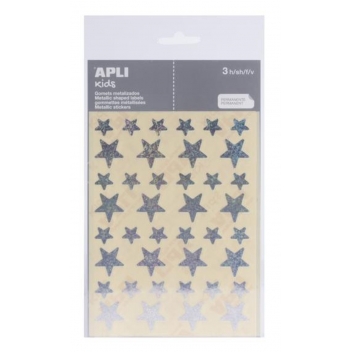 11807 - 8410782118077 - Apli Agipa - Gommettes étoile 12 & 20mm Holographique argenté x 120