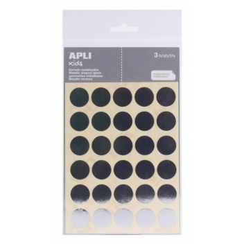 11809 - 8410782118091 - Apli Agipa - Gommettes métallisées Rond Ø20mm Argenté x 90
