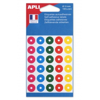 11335 - 3270240113359 - Apli Agipa - Oeillets adhésifs indéchirables Coul. assorties Ø15