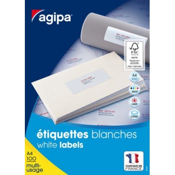 100634 - 3270241006346 - Apli Agipa - Etiquettes blanches 100 feuilles A4 51x33,8mm 3200 pièces - 2