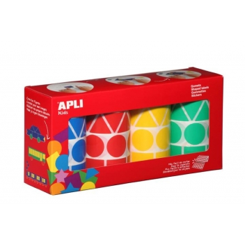 10753 - 8410782107538 - Apli Agipa - Gommettes rouleau 4 formes couleurs basique x 5 428
