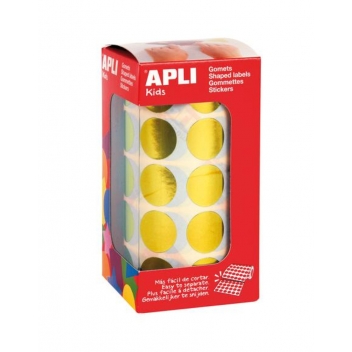 12047 - 8410782120476 - Apli Agipa - Gommettes rouleau Rond Ø 20 mm Jaune métal. x 1770