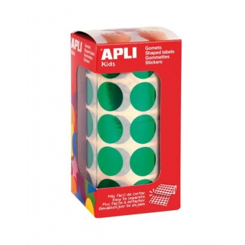 12050 - 8410782120506 - Apli Agipa - Gommettes rouleau Rond Ø 20mm Vert métallisé x 1 770