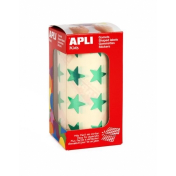 12054 - 8410782120544 - Apli Agipa - Gommettes rouleau Étoile 20mm Vert métallisé x 1 416