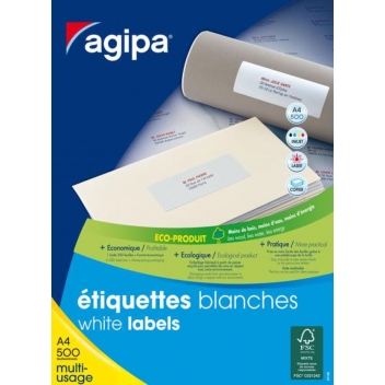 100806 - 3270241008067 - Apli Agipa - Etiquettes blanches 21x14,8 cm 500 feuilles A4 1000 pièces - 2