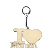 Porte-clés en bois I love Maman