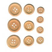 Boutons en bois Rond Ø 12, 17, 22mm 4 trous 30 pièc.