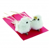 Oiseaux décoratifs Blanc et doré (sur pince) 2 pièces