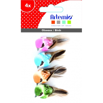 13001026 - 5414135085156 - Artémio - Oiseaux décoratifs 4cm 4 pièces - 2