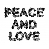Tampon en bois Peace & Love 58x46mm