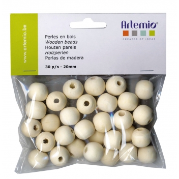 14001691 - 5414135161164 - Artémio - Perle bois rond 20mm 30 pièces