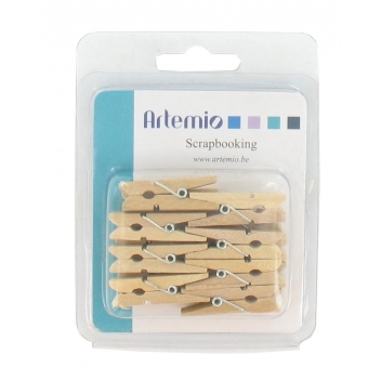 11006063 - 5414135052639 - Artémio - Mini pinces à linge en bois 3,5cm 16 pièces