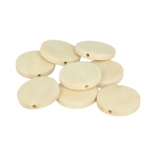 Perle bois Lucy rond plat 25mm 18 pièces