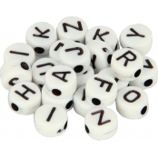 Perle Dé Alphabet 7mm blanc & noir 300 pièces
