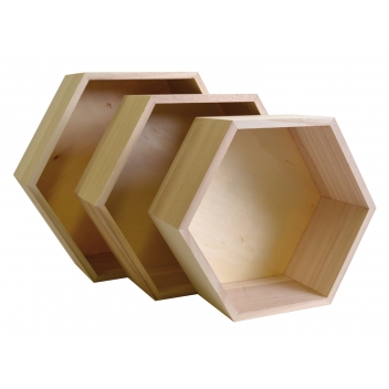 14001892 - 5414135161973 - Artémio - Étagères hexagonales en bois 3 pièces