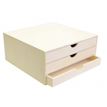 14001909 - 5414135162147 - Artémio - Bloc en bois trois tiroirs 34,5x34x15,5cm