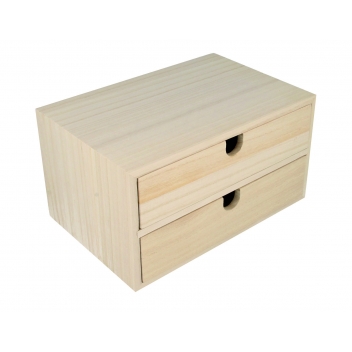 14002157 - 5414135039791 - Artémio - Bloc en bois 2 tiroirs 24x16x13,3cm