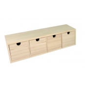 Bloc en bois 4 tiroirs 44x10x15cm