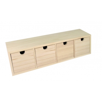 14002155 - 5414135039777 - Artémio - Bloc en bois 4 tiroirs 44x10x15cm