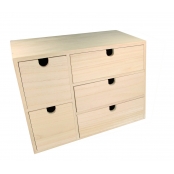 Bloc en bois 5 tiroirs 35x15x26cm