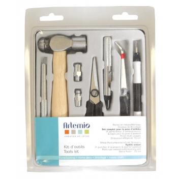 18002048 - 5414135082360 - Artémio - Kit outils (pose oeillet, marteau, ciseau, pince, etc.)