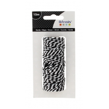 13030110 - 5414135158027 - Artémio - Ficelle bicolore Twine 15m black & white