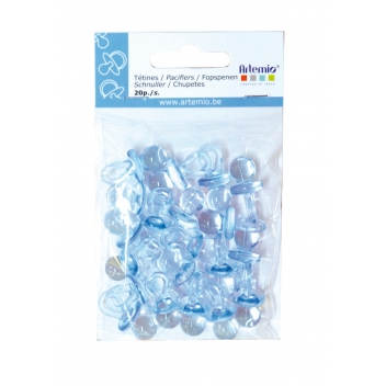 11060122 - 5414135075027 - Artémio - Mini tétine en plastique bleu 20 pièces