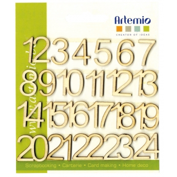 14001463 - 5414135038183 - Artémio - Chiffre en Bois (20 mm) Idéal pour calendrier de l'Avent - 2