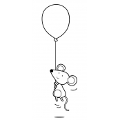 Tampon en bois Souris Ballon