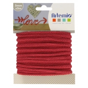 Cordon en Tricotin tout fait Rouge ø5mm x 5m