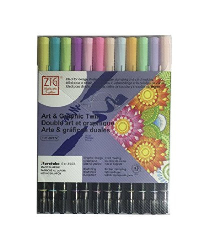 Feutre Zig Art&Graphic 12 coloris pastel - ZIG référence KUTUT8012VPA