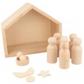 Crèche en bois + pions à personnaliser
