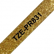Cartouche ruban Etiqueteuse 12mm Doré pailleté TZe-PR831