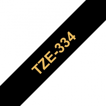 TZe-334 - 4977766685702 - Brother - Cartouche ruban Etiqueteuse Brother 12mm Doré sur noir TZe-334 - 4