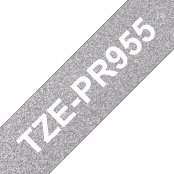 Cartouche ruban Etiqueteuse 24mm Blanc sur argenté Tze-PR955