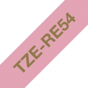 Cartouche ruban Etiqueteuse 24mm Tissu Doré sur rose Tze-RE54