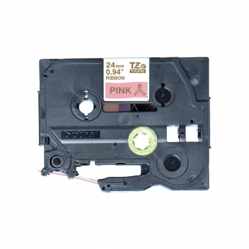 Tze-RE54 - 4977766802000 - Brother - Cartouche ruban Etiqueteuse 24mm Tissu Doré sur rose Tze-RE54 - 2