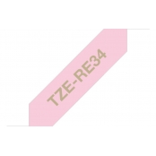 Cartouche ruban Etiqueteuse 12mm Tissu Doré sur rose TZe-RE34