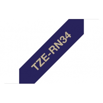 18700005 - 4977766770439 - Brother - Cartouche ruban Brother 12mm Tissu Doré sur bleu navy TZe-RN34 - 5
